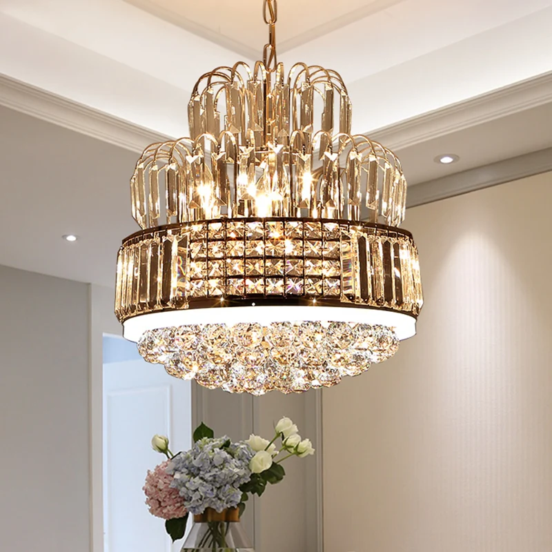 Kristallen bol ronde kroonluchter verlichting moderne 11-lichts gouden hangende hanger voor eetkamer Clearhalo