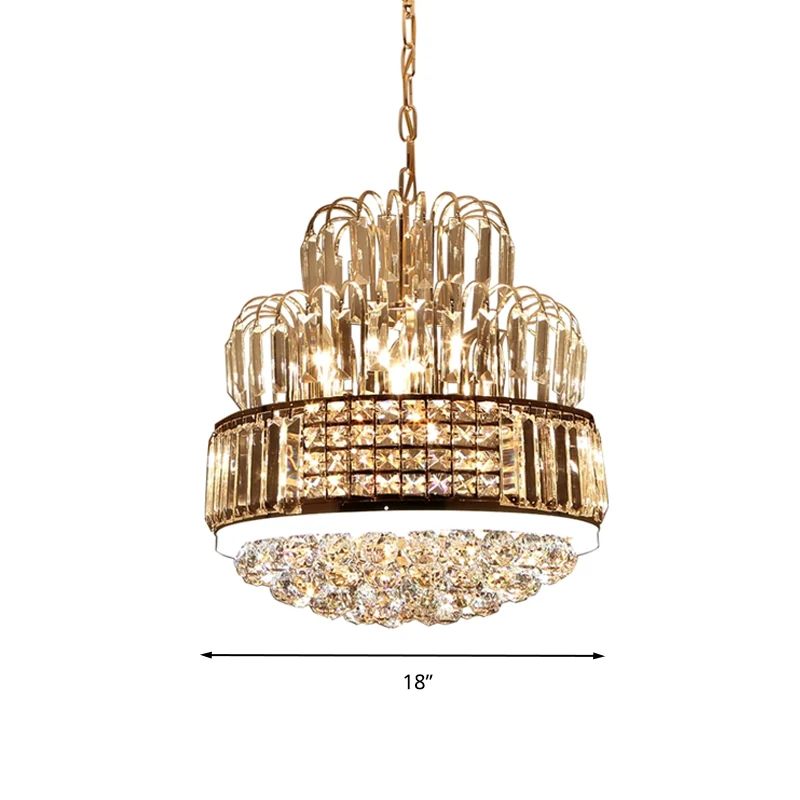 Kristallen bol ronde kroonluchter verlichting moderne 11-lichts gouden hangende hanger voor eetkamer Clearhalo