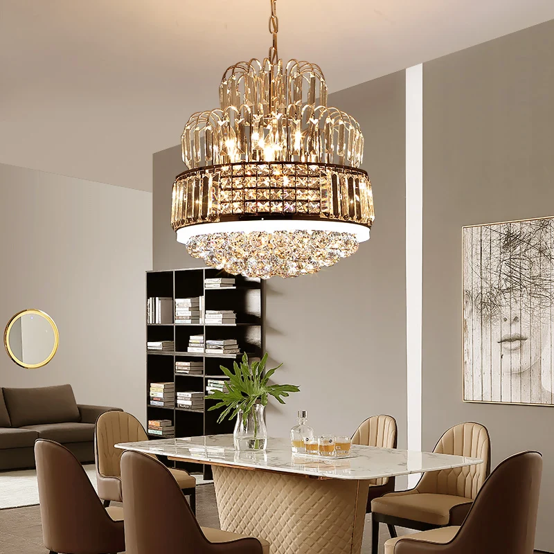 Kristallen bol ronde kroonluchter verlichting moderne 11-lichts gouden hangende hanger voor eetkamer Clearhalo