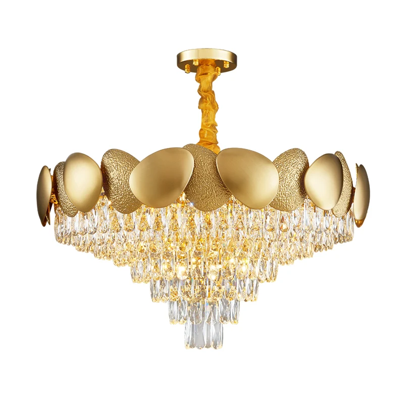 Kristallen conische vorm kroonluchter moderne stijlvolle 11 lampen woonkamer hanglamp goud Clearhalo