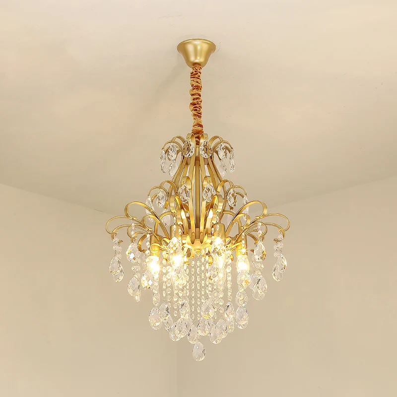 Kristallen druppelvormige hanglamp Rustieke eetkamer hangende kroonluchter met decoratieve wervelingen Clearhalo
