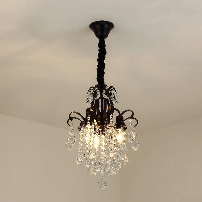 Kristallen druppelvormige hanglamp Rustieke eetkamer hangende kroonluchter met decoratieve wervelingen Clearhalo