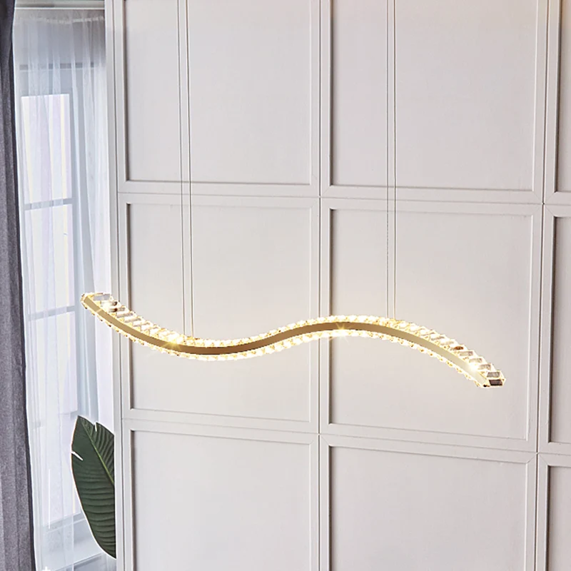 K9 Kristallen golvende hanglamp Eenvoud LED-eilandplafondlamp voor eetkamer Clearhalo