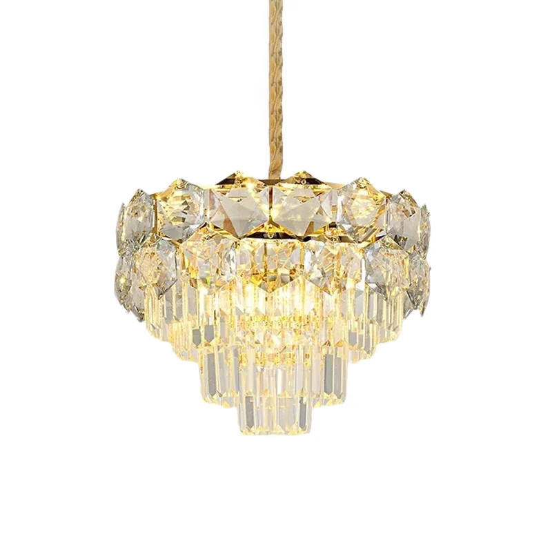 K9 Kristallen Gouden Hangende Kroonluchter Conisch 8/11 Lichten Traditionele Hangende Plafondlamp Voor Slaapkamer Clearhalo
