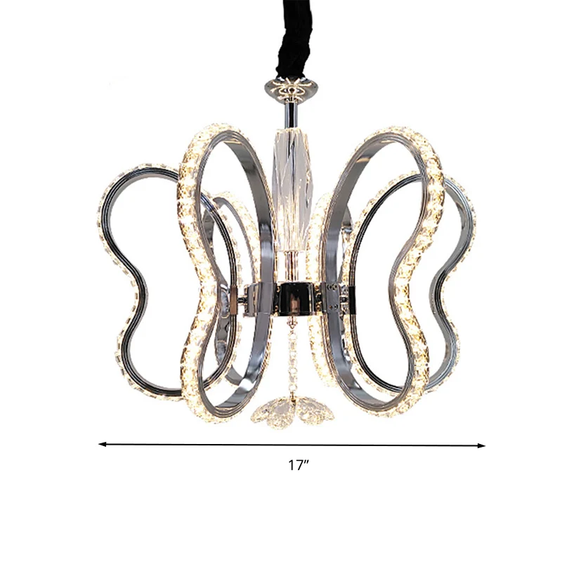 Kristallen hartvormige kroonluchterlamp Eenvoudige LED-chroom hangende plafondlamp warm/wit licht Clearhalo