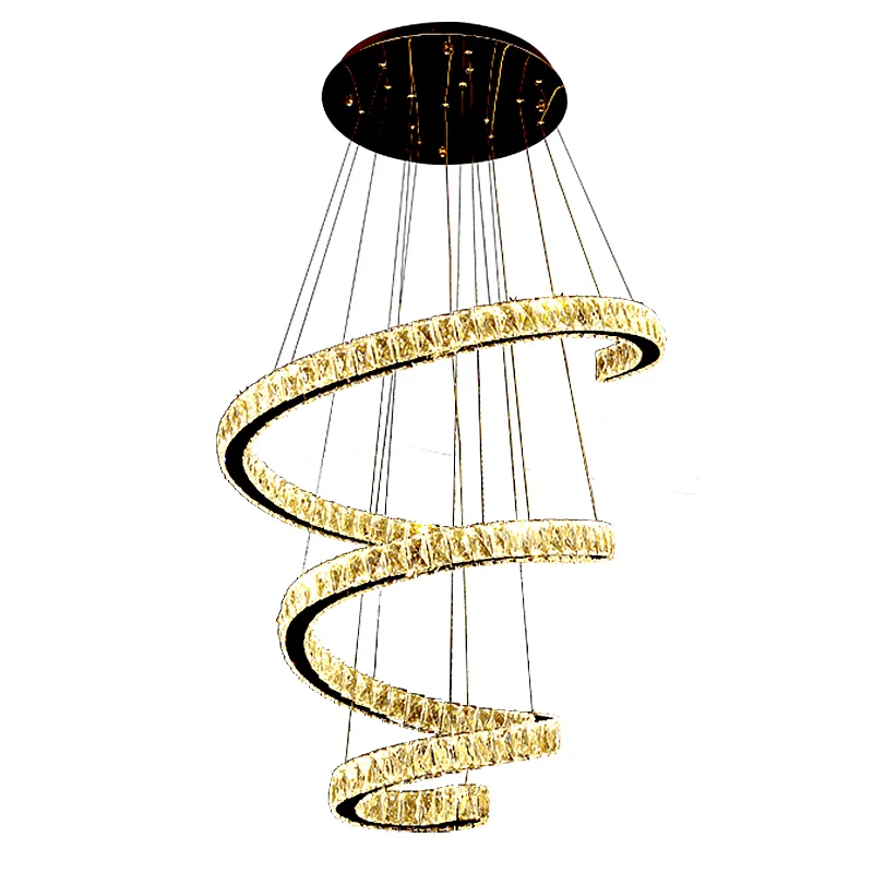 Kristallen ingelegde spiraalvormige kroonluchter hanglamp Eenvoud RVS LED-hanglamp Clearhalo