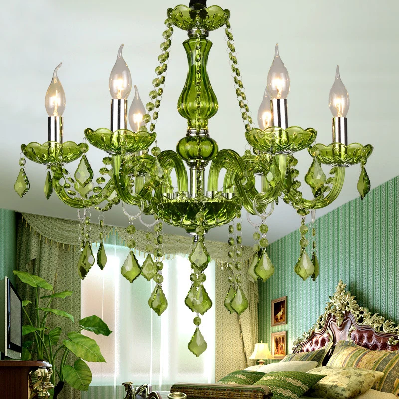 Kristallen kaars kroonluchter verlichting modern 6/18 lichten groen hangende hanger voor slaapkamer, 23"/37,5" W Clearhalo