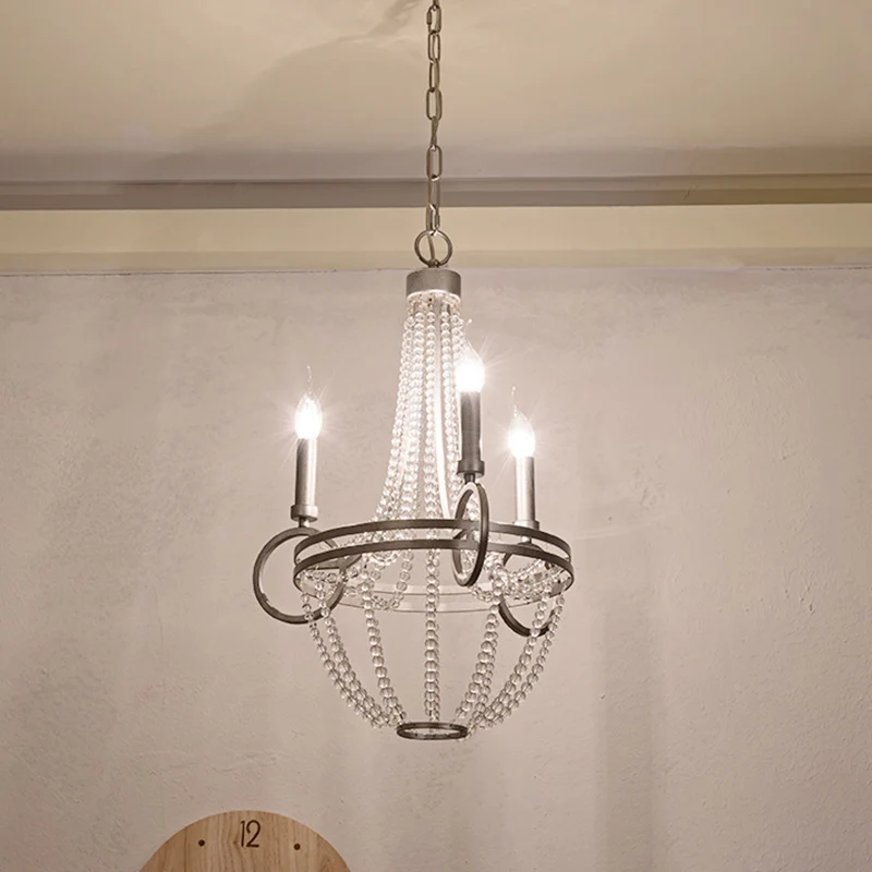 Kristallen kaars kroonluchterlamp Retro 3-kops zilveren plafondhanglamp voor woonkamer Clearhalo