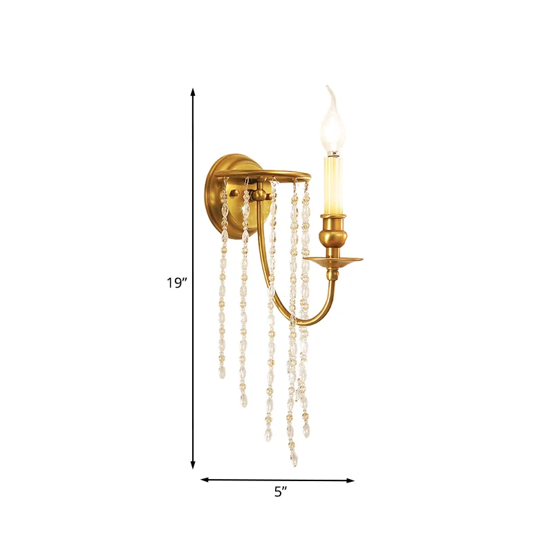 Kristallen ketting gouden blaker lichtarmatuur kandelaar 1 kop eenvoudig wandmontagelicht Clearhalo