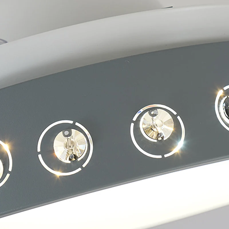 Kristallen kralen LED semi-gemonteerd licht Scandinavische stijl 8-bladige blauw-witte plafondmontageventilator Clearhalo