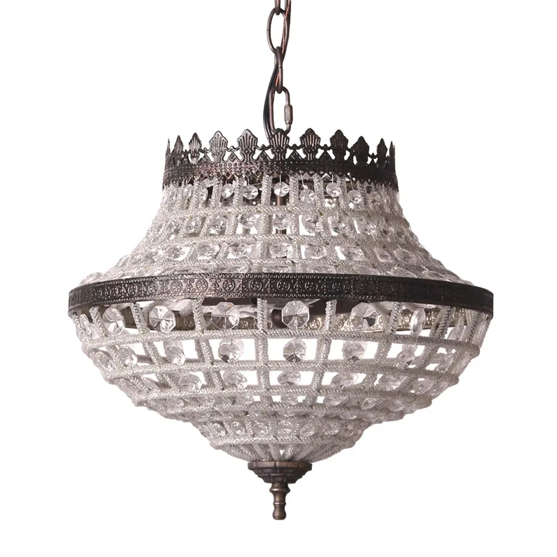 Kristallen kralen urnvormige hanglamp magazijn 2 lampen slaapkamer kroonluchterlamp koffie Clearhalo