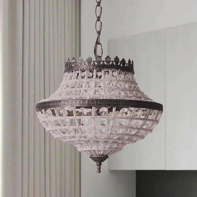 Kristallen kralen urnvormige hanglamp magazijn 2 lampen slaapkamer kroonluchterlamp koffie Clearhalo