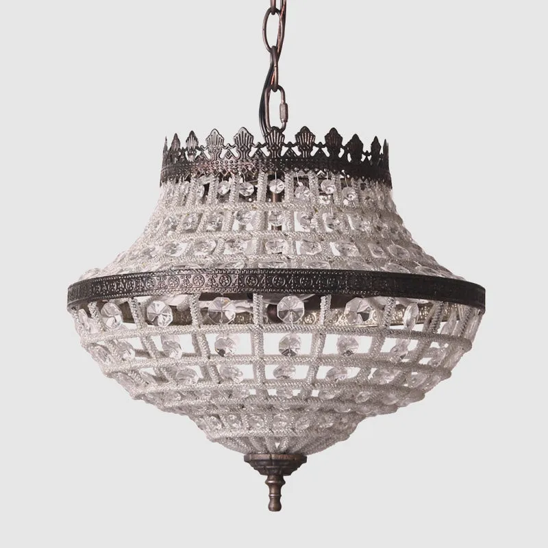 Kristallen kralen urnvormige hanglamp magazijn 2 lampen slaapkamer kroonluchterlamp koffie Clearhalo