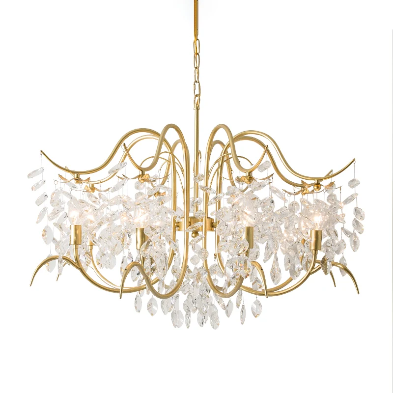 Kristallen kroonluchter kaarsstijl, traditionele hanglamp met 3/6/8 lampen de woonkamer Clearhalo