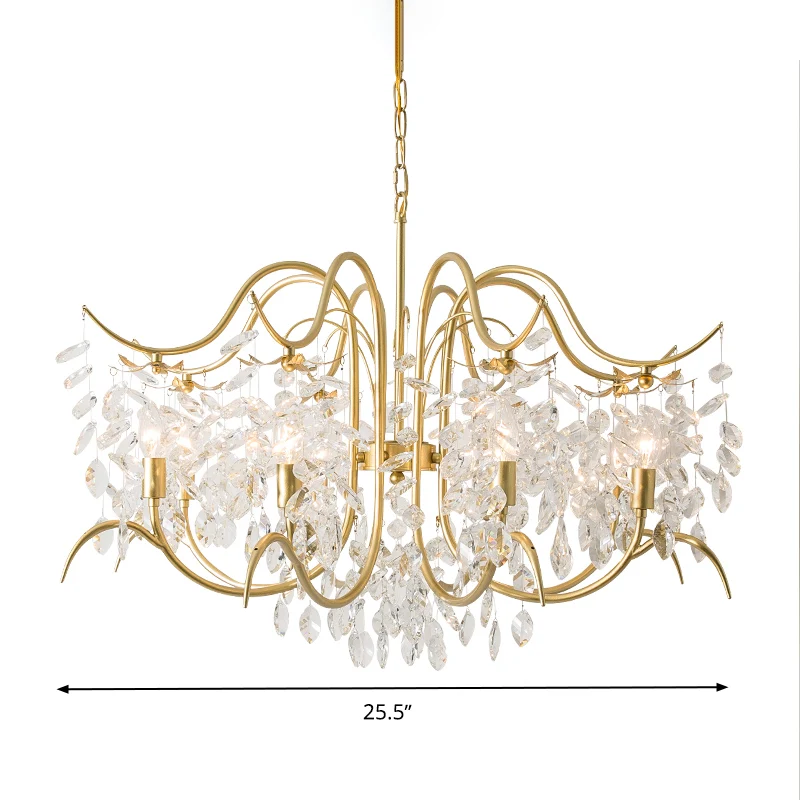 Kristallen kroonluchter kaarsstijl, traditionele hanglamp met 3/6/8 lampen de woonkamer Clearhalo