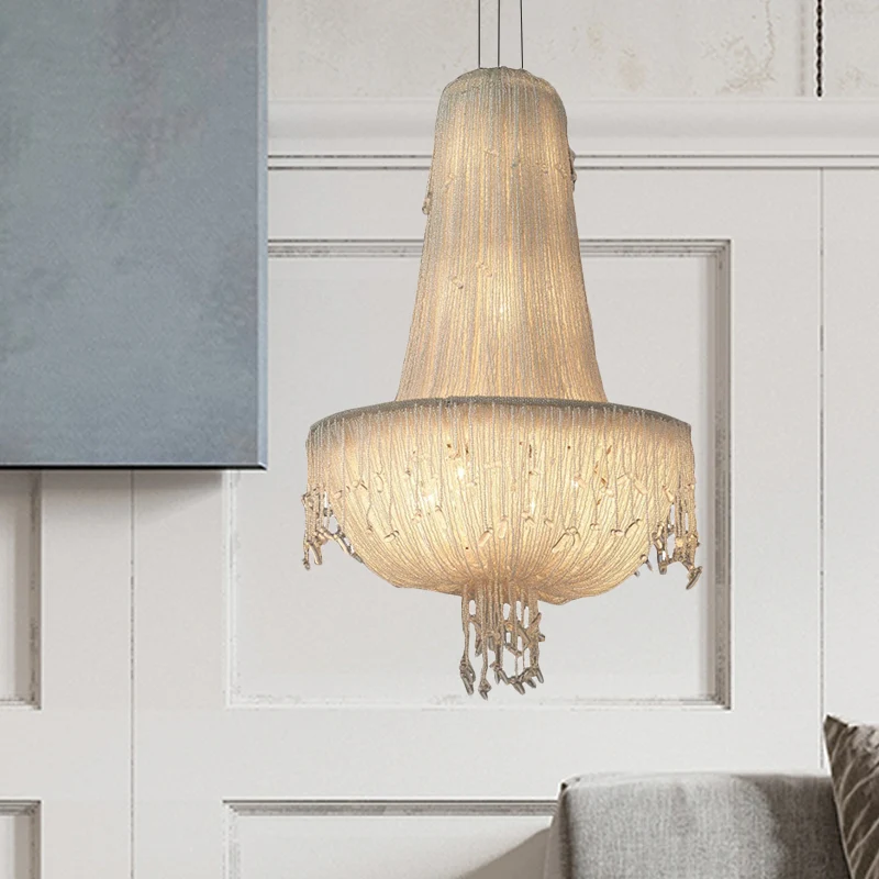 Kristallen mand hangende kroonluchter landelijk 6-lichts hanglamp wit Clearhalo