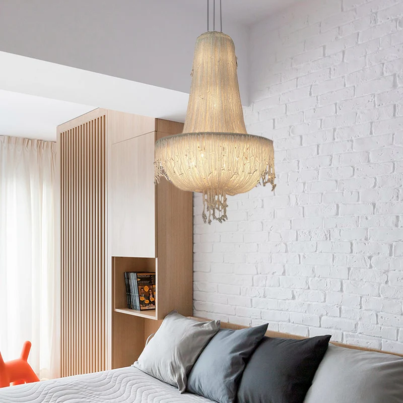 Kristallen mand hangende kroonluchter landelijk 6-lichts hanglamp wit Clearhalo