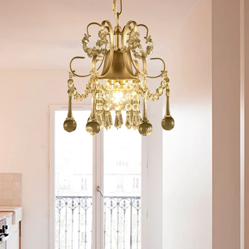 Kristallen plafondkroonluchter met zwaaiarm, eenvoudig 3-lichts woonkamer hanglamp champagne Clearhalo