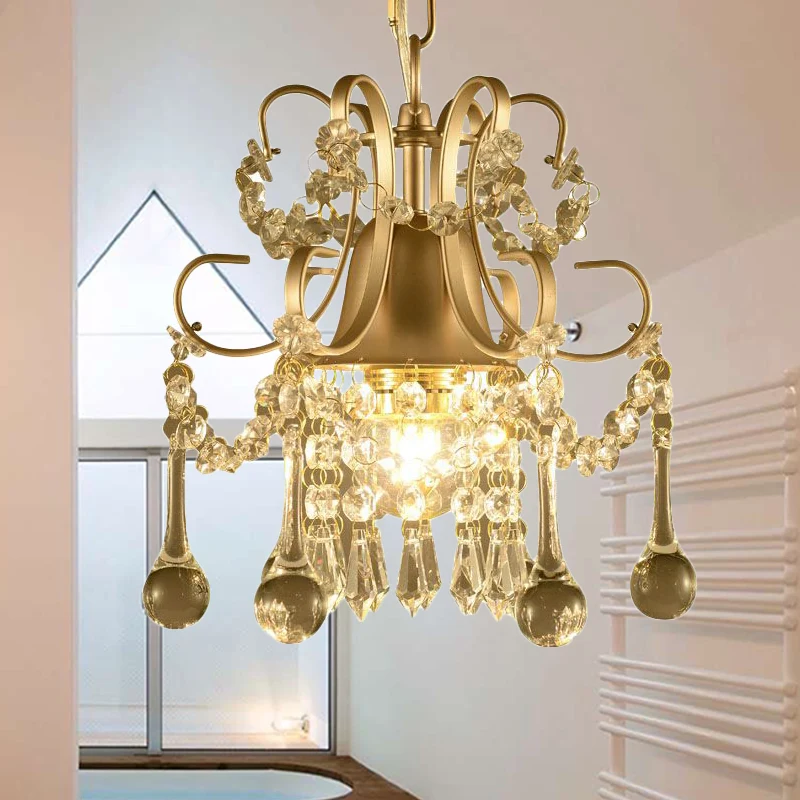 Kristallen plafondkroonluchter met zwaaiarm, eenvoudig 3-lichts woonkamer hanglamp champagne Clearhalo