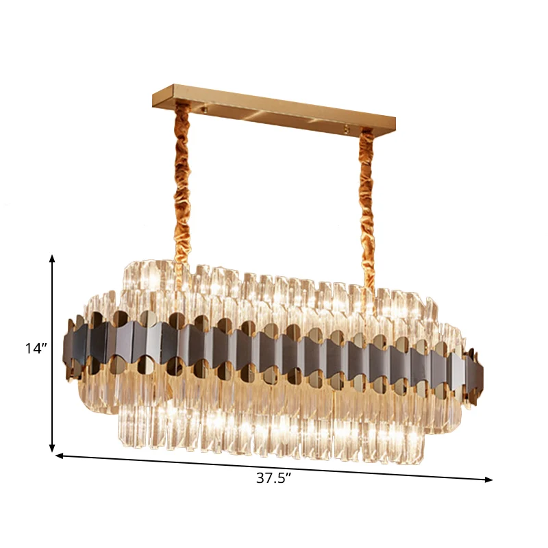 Kristallen prisma's zilver en goud eilandverlichting ovaal 10 lampen moderne hanglamp boven eettafel Clearhalo