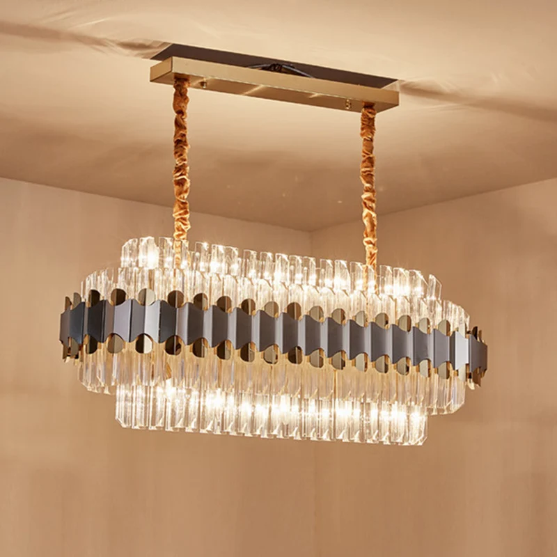 Kristallen prisma's zilver en goud eilandverlichting ovaal 10 lampen moderne hanglamp boven eettafel Clearhalo