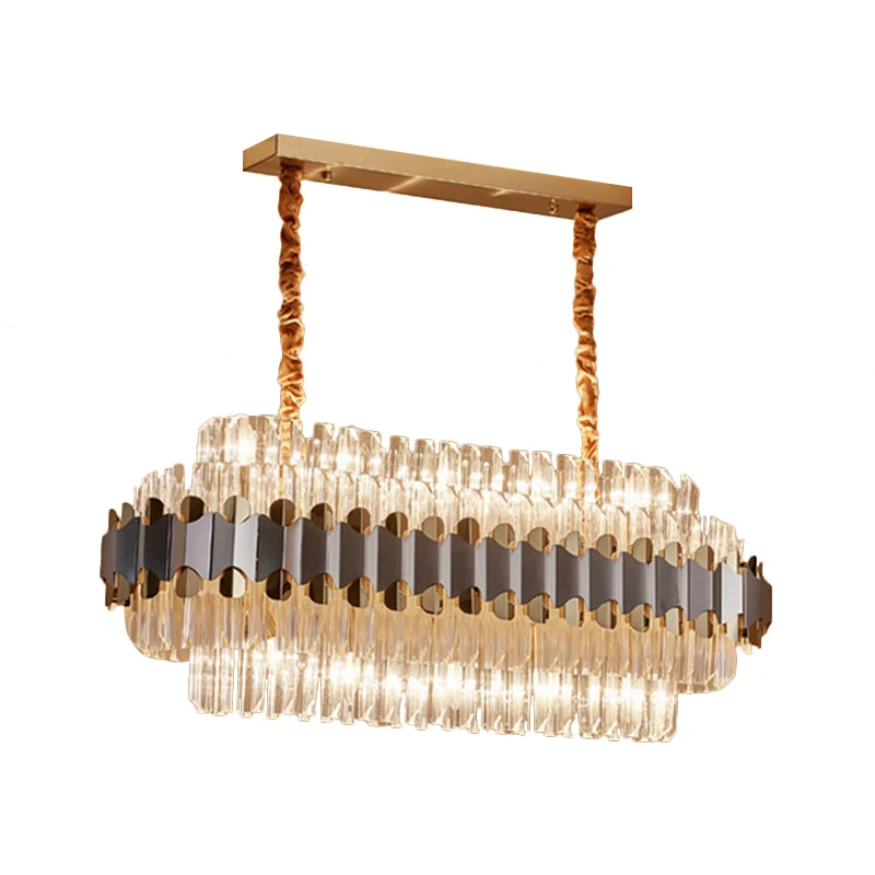 Kristallen prisma's zilver en goud eilandverlichting ovaal 10 lampen moderne hanglamp boven eettafel Clearhalo