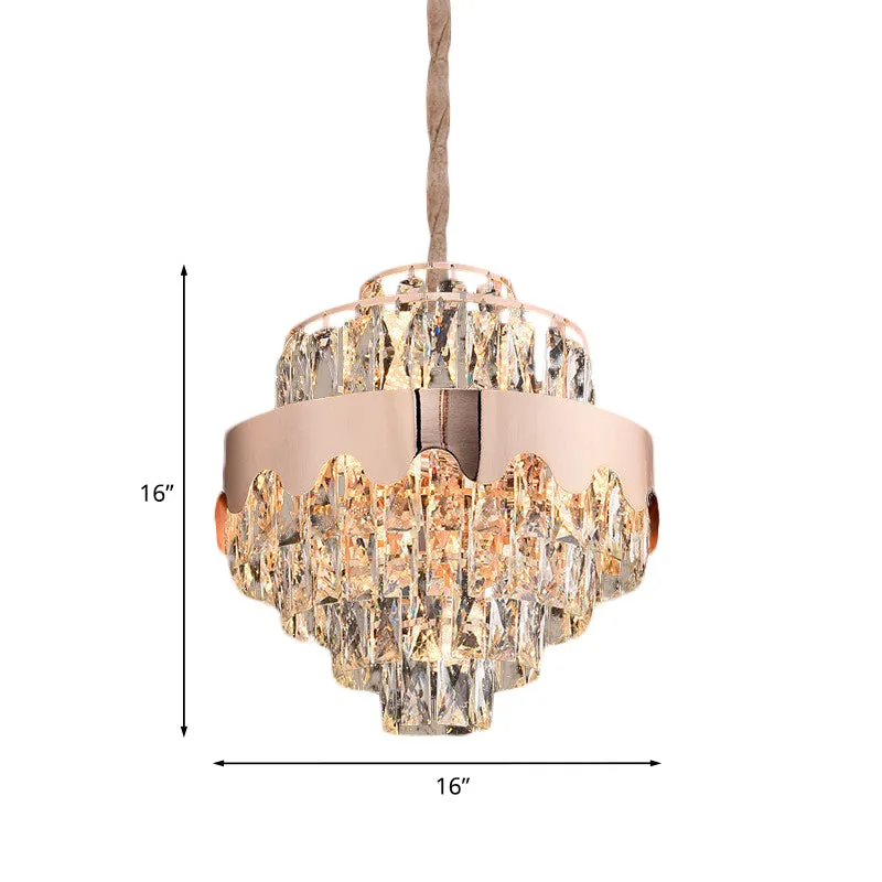 Kristallen rechthoek gelaagde kroonluchter modernisme 7/12 lichten eetkamer ophanging hanger goud Clearhalo