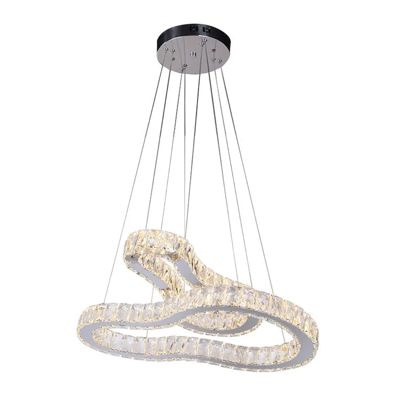 Kristallen roestvrijstalen kroonluchter dubbele kalebas-vorm modernistische LED-plafondlamp Clearhalo