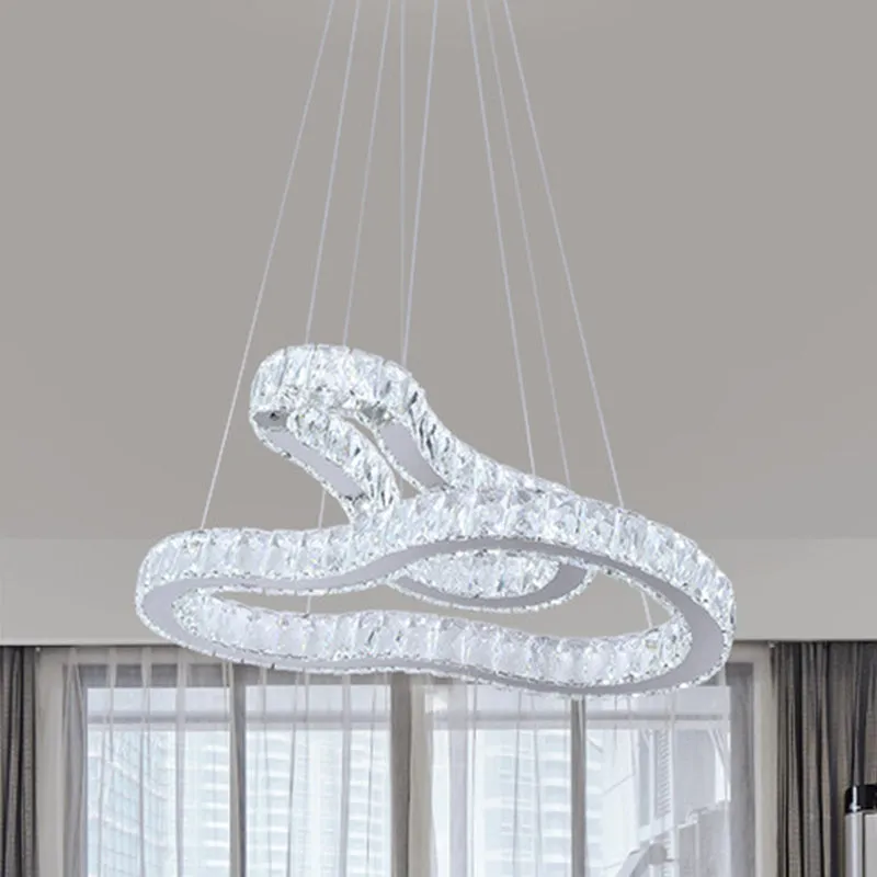 Kristallen roestvrijstalen kroonluchter dubbele kalebas-vorm modernistische LED-plafondlamp Clearhalo