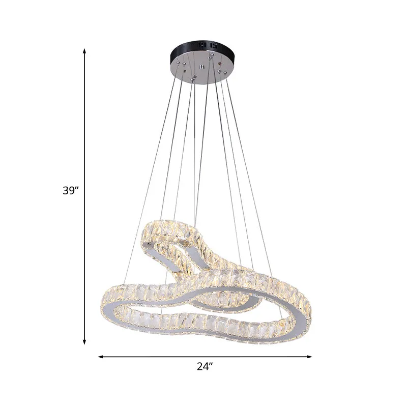 Kristallen roestvrijstalen kroonluchter dubbele kalebas-vorm modernistische LED-plafondlamp Clearhalo