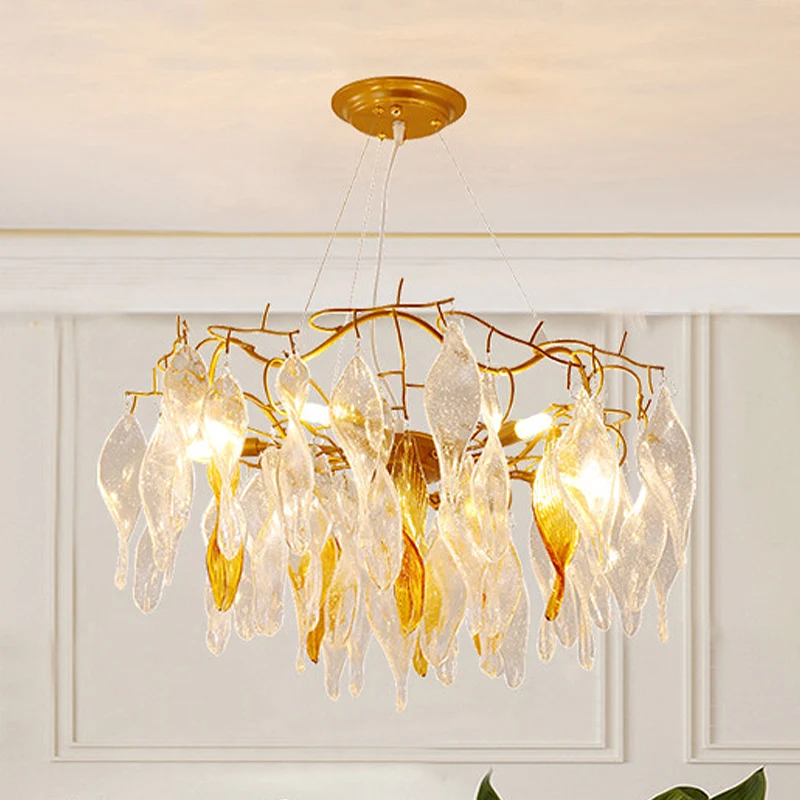 Kristallen spiraalkroonluchter Verlichting Modern 6-lichts Gouden LED-hangende hanger voor eetkamer Clearhalo