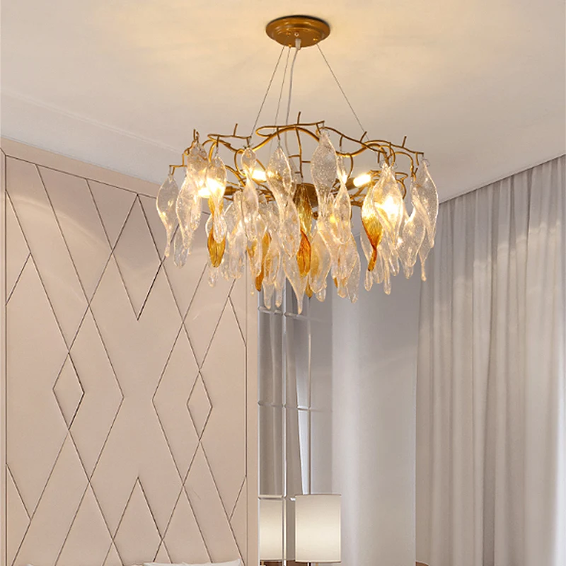 Kristallen spiraalkroonluchter Verlichting Modern 6-lichts Gouden LED-hangende hanger voor eetkamer Clearhalo