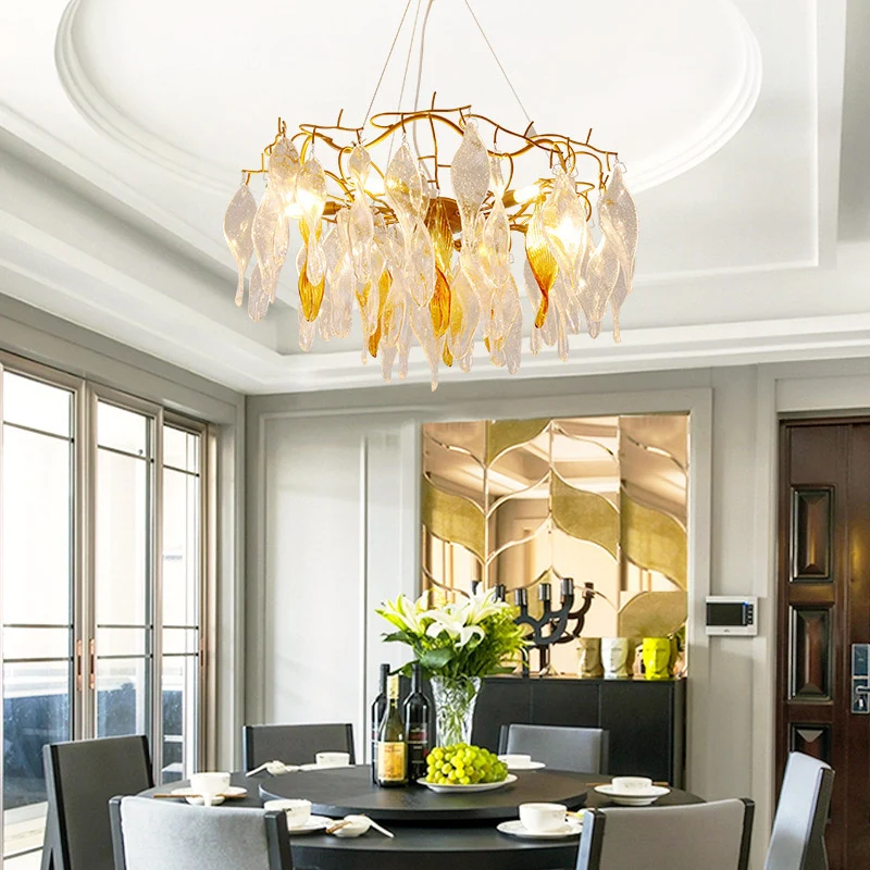 Kristallen spiraalkroonluchter Verlichting Modern 6-lichts Gouden LED-hangende hanger voor eetkamer Clearhalo