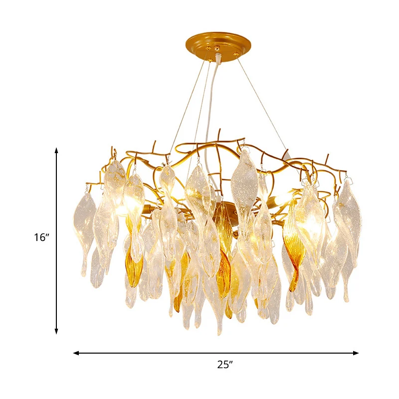 Kristallen spiraalkroonluchter Verlichting Modern 6-lichts Gouden LED-hangende hanger voor eetkamer Clearhalo