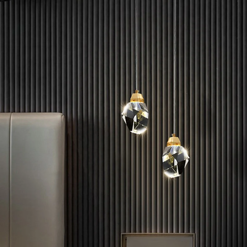 Kristallen steenvormige hanglamp, eigentijdse stijl, neerwaartse verlichtingshanger goud Clearhalo