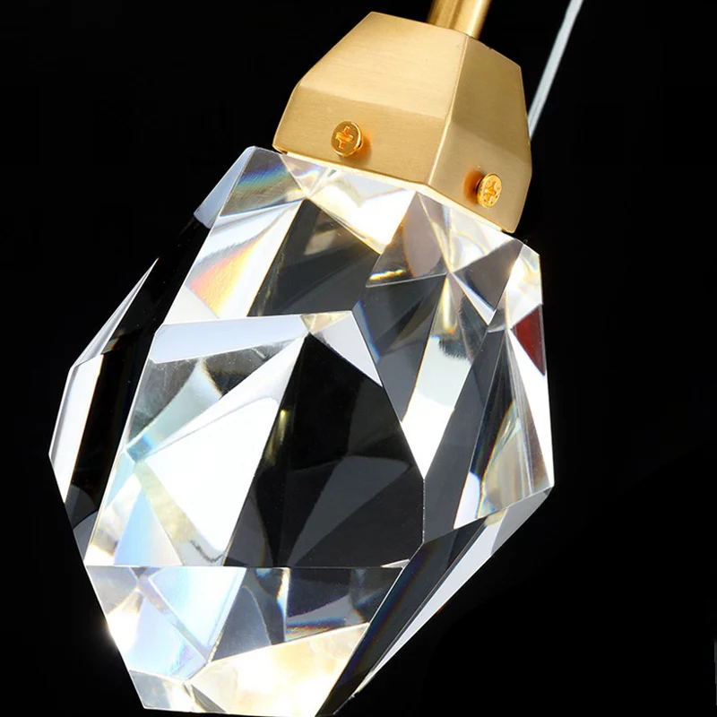 Kristallen steenvormige hanglamp, eigentijdse stijl, neerwaartse verlichtingshanger goud Clearhalo