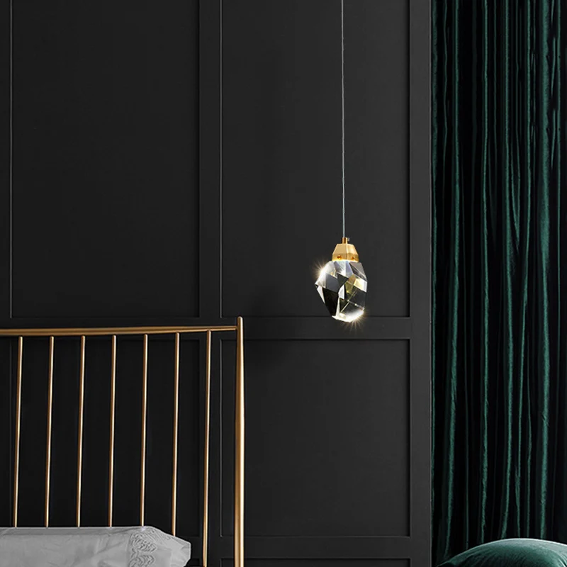 Kristallen steenvormige hanglamp, eigentijdse stijl, neerwaartse verlichtingshanger goud Clearhalo