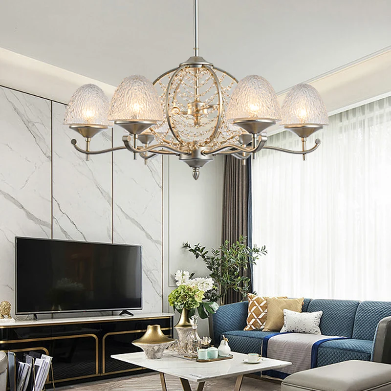Kristallen taps toelopende hangende kroonluchter Landelijk 8/10 lampen Woonkamer hanglampset zilver Clearhalo