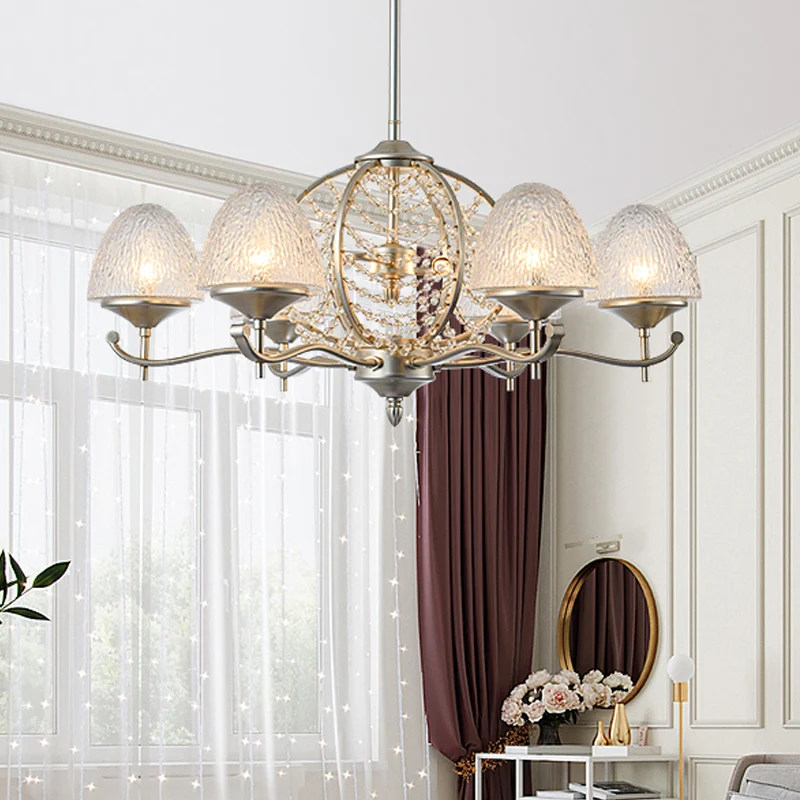 Kristallen taps toelopende hangende kroonluchter Landelijk 8/10 lampen Woonkamer hanglampset zilver Clearhalo