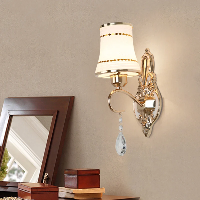 Kristallen uitlopende wandlamp Vintage 1 kop woonkamer schanslamp goud Clearhalo