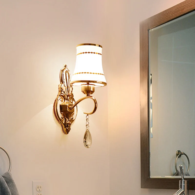 Kristallen uitlopende wandlamp Vintage 1 kop woonkamer schanslamp goud Clearhalo