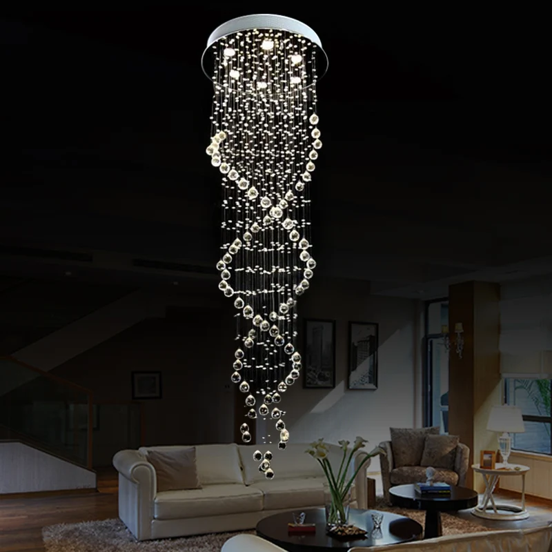 Kristalwitte LED cluster hanglamp spiraal waterval 6 koppen moderne hangende plafondlamp Clearhalo