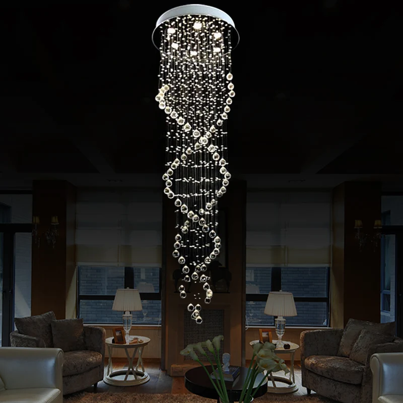 Kristalwitte LED cluster hanglamp spiraal waterval 6 koppen moderne hangende plafondlamp Clearhalo