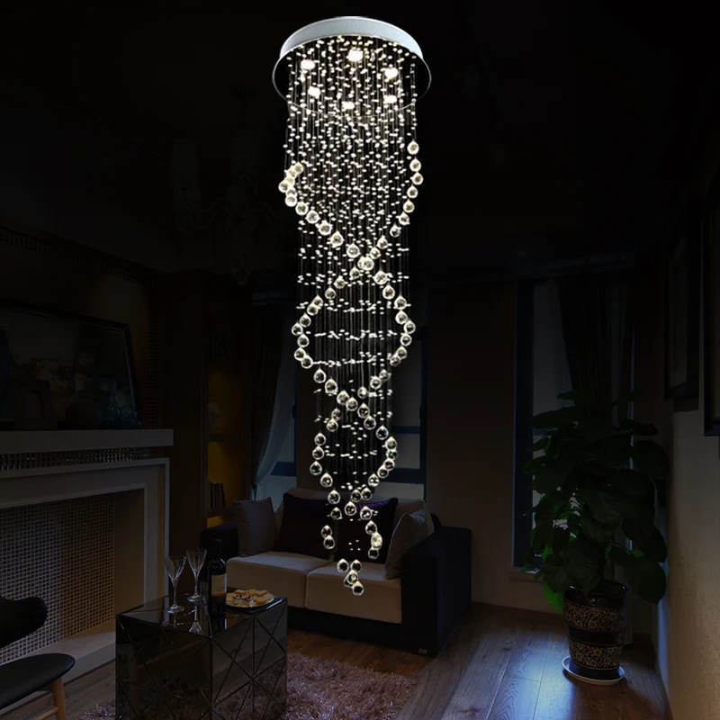Kristalwitte LED cluster hanglamp spiraal waterval 6 koppen moderne hangende plafondlamp Clearhalo