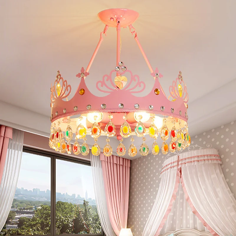Kroonvorm Kroonluchter Verlichting Modernistisch Metaal 5-lichts Roze/Goud Hanglamp voor kinderkamer Clearhalo