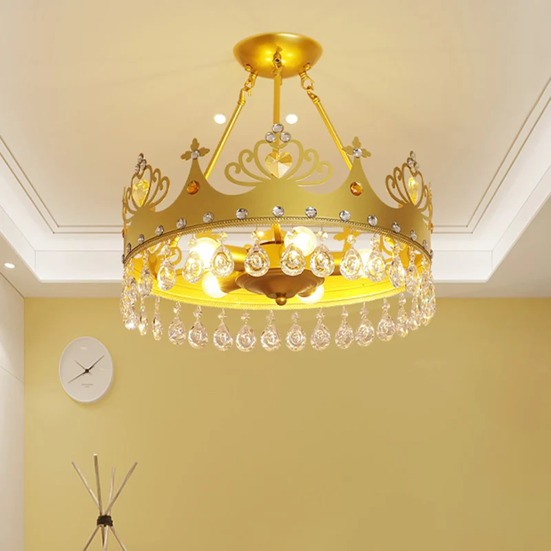 Kroonvorm Kroonluchter Verlichting Modernistisch Metaal 5-lichts Roze/Goud Hanglamp voor kinderkamer Clearhalo