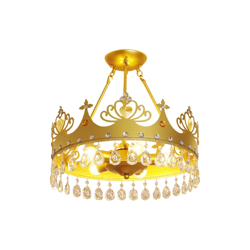 Kroonvorm Kroonluchter Verlichting Modernistisch Metaal 5-lichts Roze/Goud Hanglamp voor kinderkamer Clearhalo