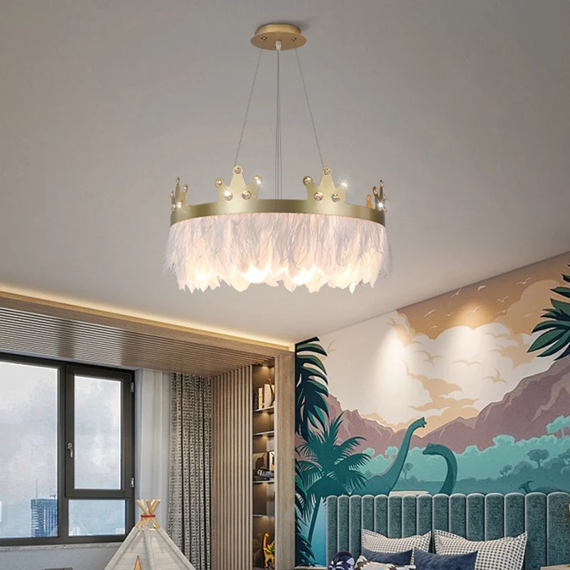 Kroonvormige kroonluchter voor meisjeskamer, 2-lichts, hangende lichtset Scandinavische stijl Clearhalo