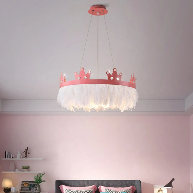 Kroonvormige kroonluchter voor meisjeskamer, 2-lichts, hangende lichtset Scandinavische stijl Clearhalo