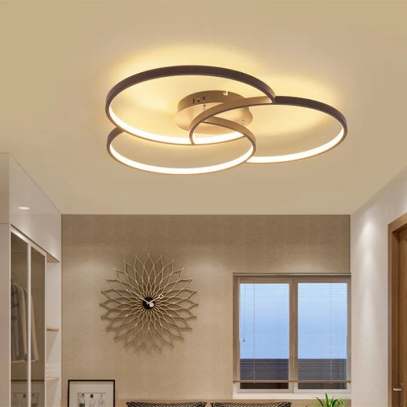 Kruisende ring semi-inbouw moderne metalen zwart/witte LED-plafondarmatuur warm/wit licht, 21,5"/28" breed Clearhalo